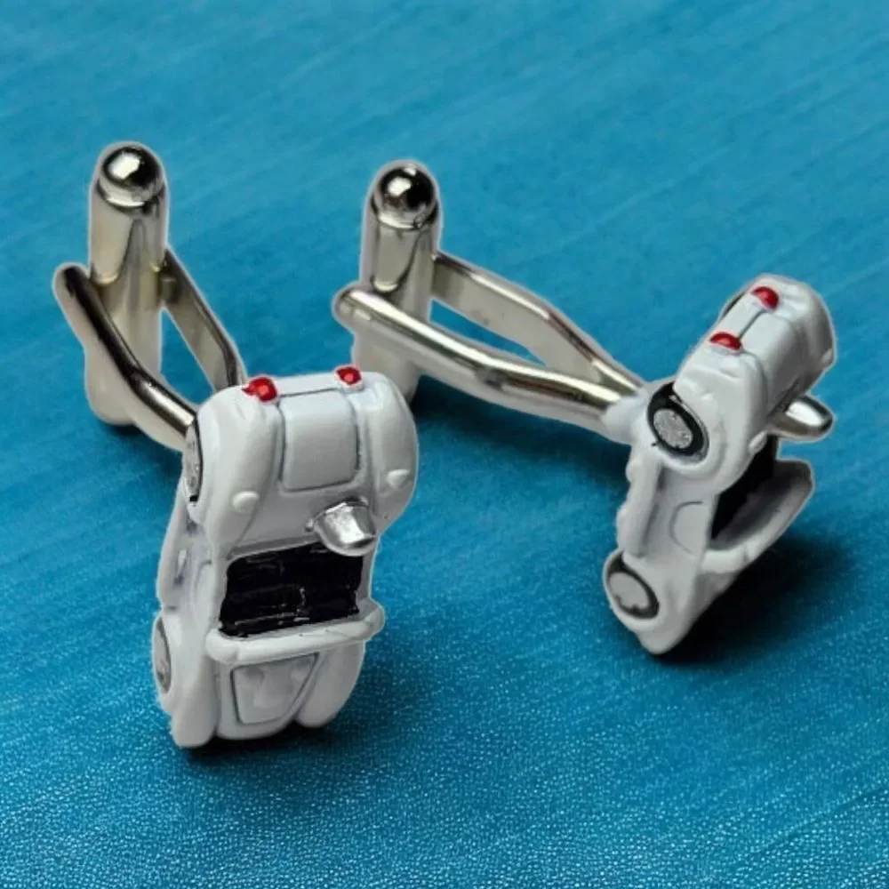 White Convertible Sport Car Cufflinks Tuxedo Formal Prom Office Tux Wedding Gift